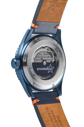 Stalingrad DESTROYER Automatic Blue Leather Strap Watch