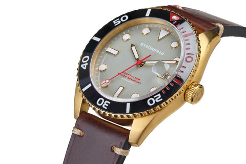 Stalingrad DESTROYER Automatic Gold Plated Leather Watch