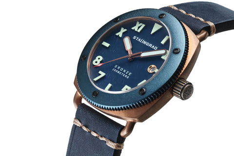 KURSK Automatic Blue Leather Strap Watch