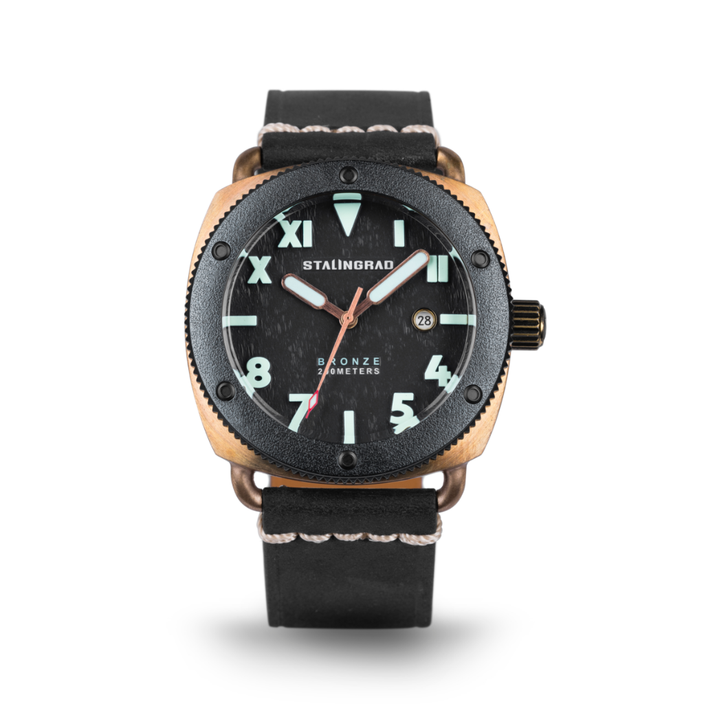 KURSK Automatic Black Leather Strap Watch