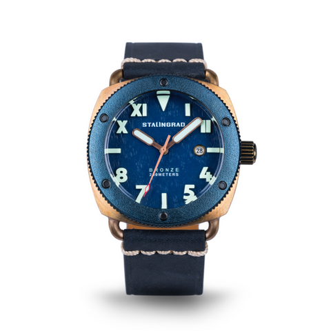 KURSK Automatic Blue Leather Strap Watch